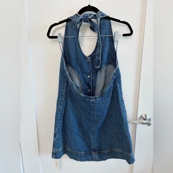 NWT👍Reformation Denim Pinafore Dress | Button Front | Medium Blue | Size S - Picture 3 of 4